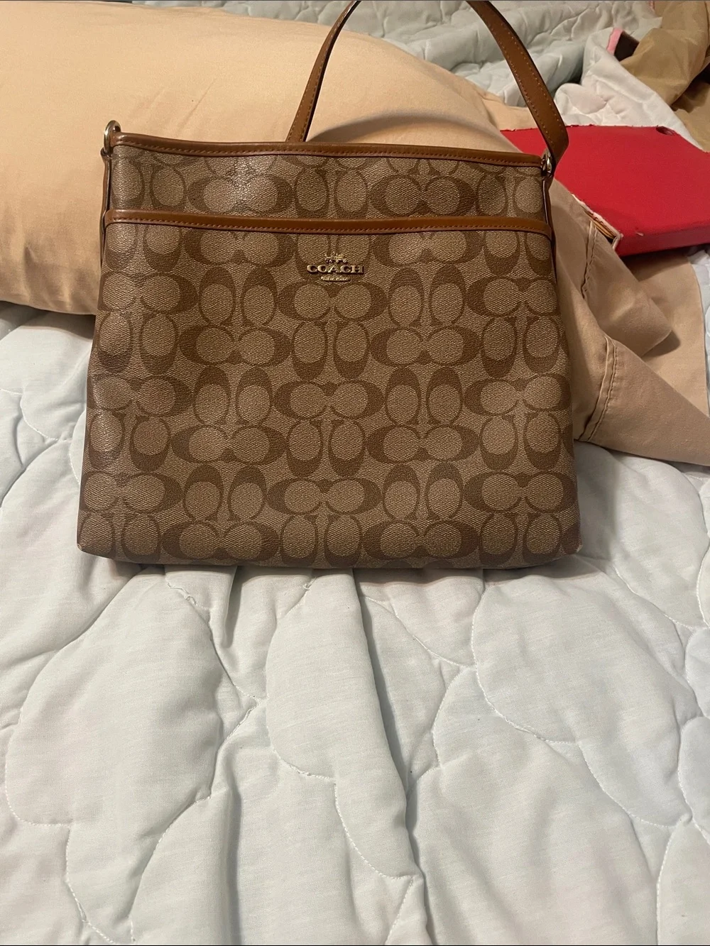 Coach signature file crossbody bag